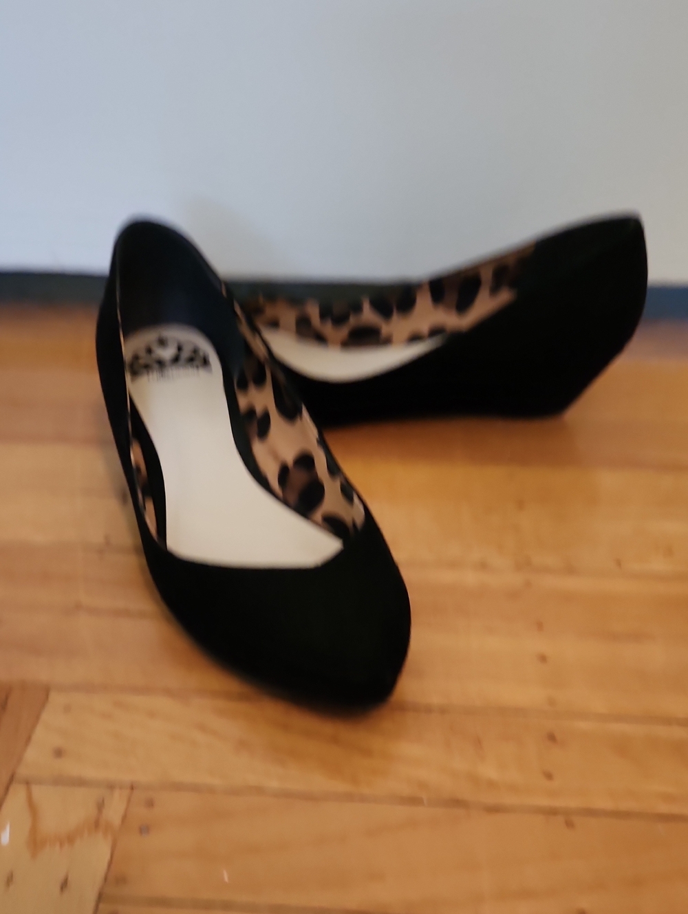Fergalicious Black Pointed Wedge Flats with Leopard Lining